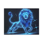 Celestial Lion Canvas Art, Cosmic Decor, Starry Night Wall Art, Gift for Animal Lovers, Home Office Decor, Vibrant Blue Canvas