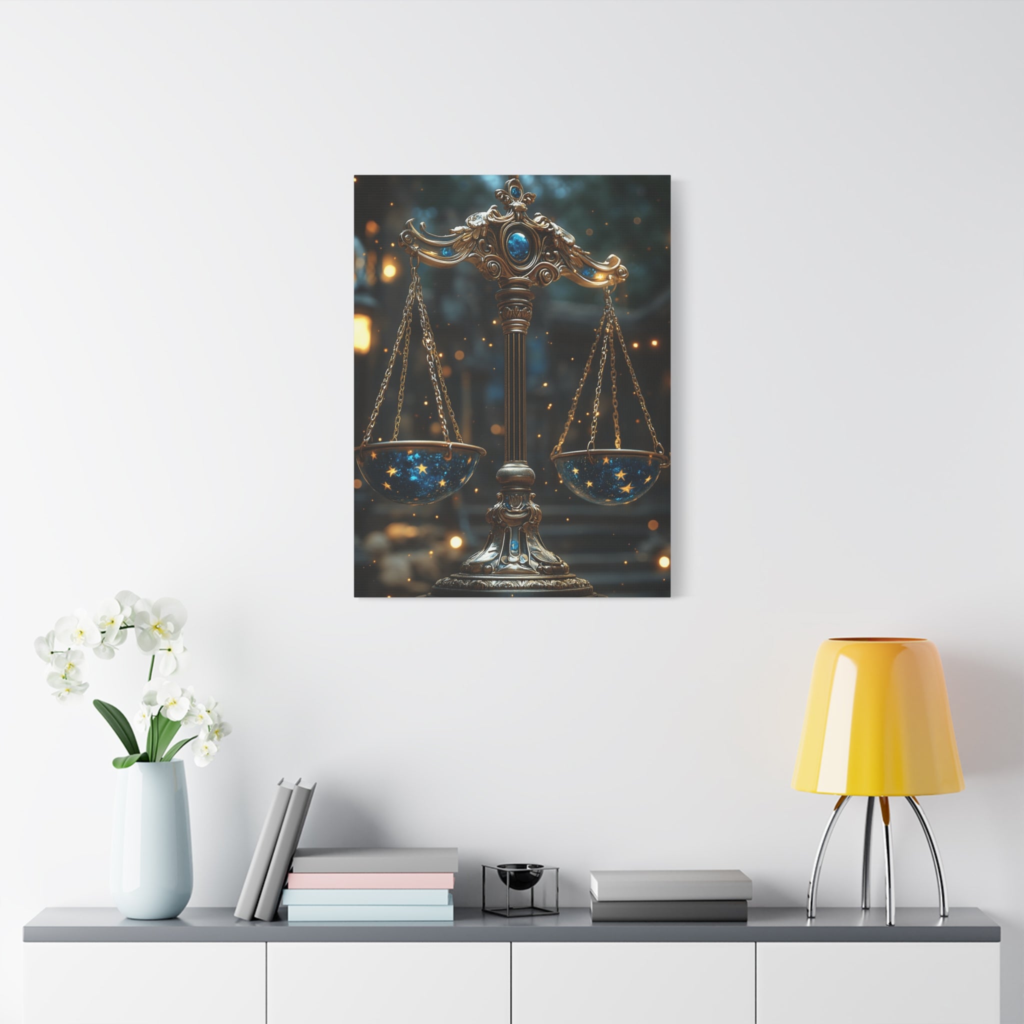 Celestial Scales Canvas Art, Starry Balance Wall Decor, Astrology Gift, Cosmo Home Decor, Spiritual Artwork, Zodiac Decoration
