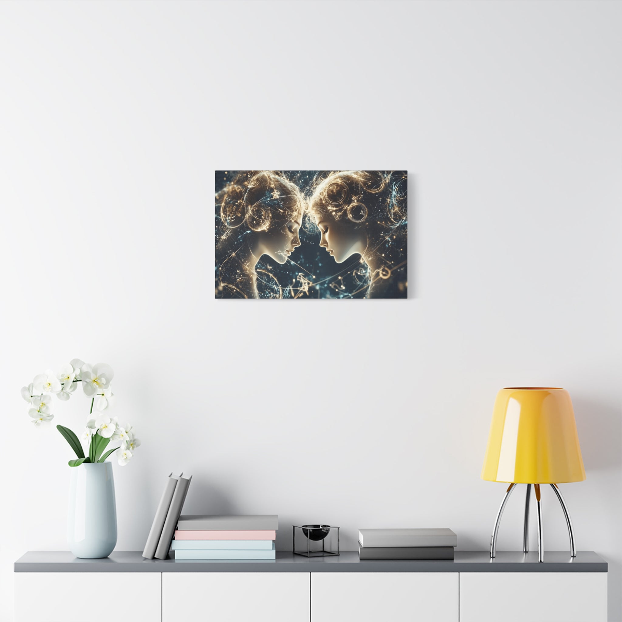 Celestial Gemini Canvas Print, Cosmic Art, Home Decor, Gift for Her, Astrology Wall Art, Unique Artwork, Gallery Wall