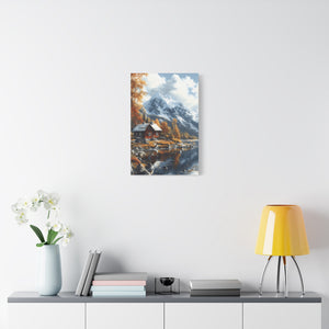 Serene Landscape Canvas Wall Art, Nature Decor, Fall Aesthetic Home Decor, Cozy Cabin Artwork, Mountain Scene Print
