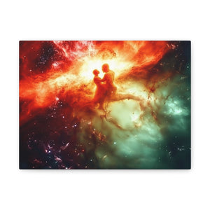 Cosmic Love Canvas Art, Celestial Couple Print, Space Wall Decor, Romantic Gift, Unique Home Artwork