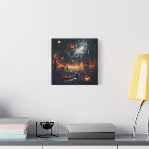 Cosmic Landscape Canvas Wall Art, Galaxy Decor, Space-Themed Home Decor, Starry Night Artwork