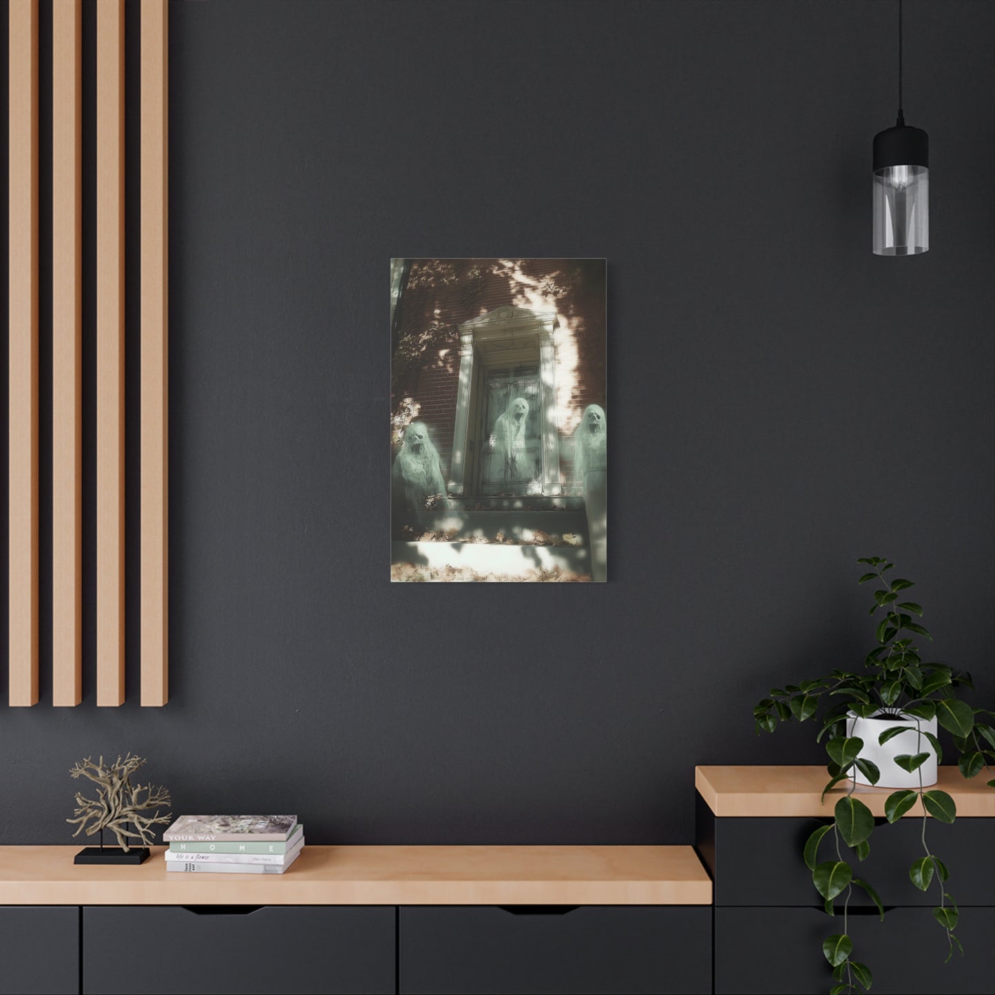 Ghostly Wall Art, Spooky Decor for Halloween, Haunted House Artwork, Paranormal Canvas, Unique Home Decoration