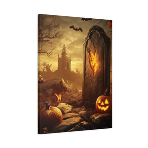 Halloween Canvas Art Print, Spooky Decor for Fall, Haunted House Wall Art, Perfect for Halloween, Autumn Decorations