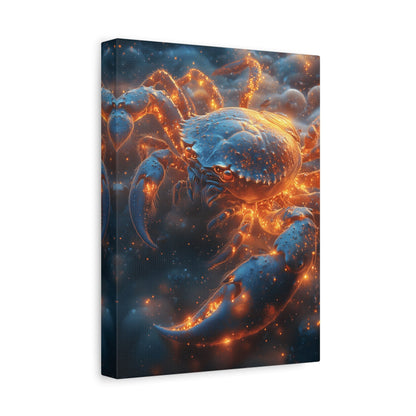Glowing Crab Art Canvas, Ocean Decor, Coastal Wall Art, Nautical Gift, Unique Home Decoration, Crab Lover's Wall Art