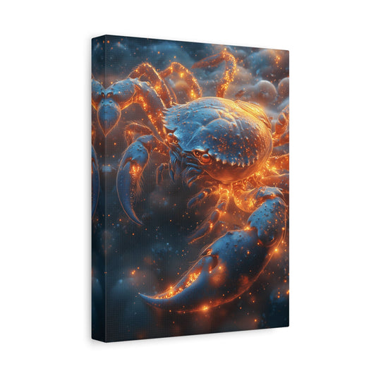 Glowing Crab Art Canvas, Ocean Decor, Coastal Wall Art, Nautical Gift, Unique Home Decoration, Crab Lover's Wall Art