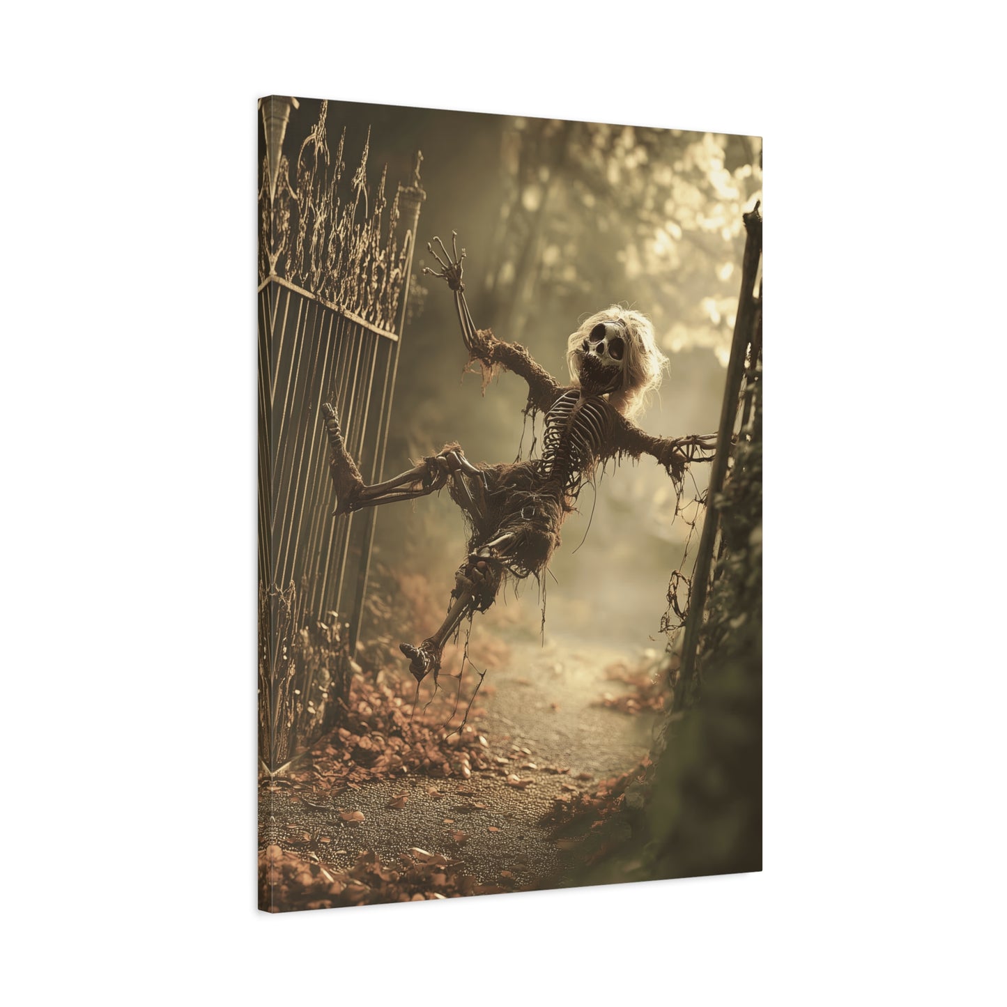 Halloween Skeleton Canvas Wall Art, Spooky Home Decor, Ghoulish Gift, Autumn Decoration, Creepy Wall Hanging