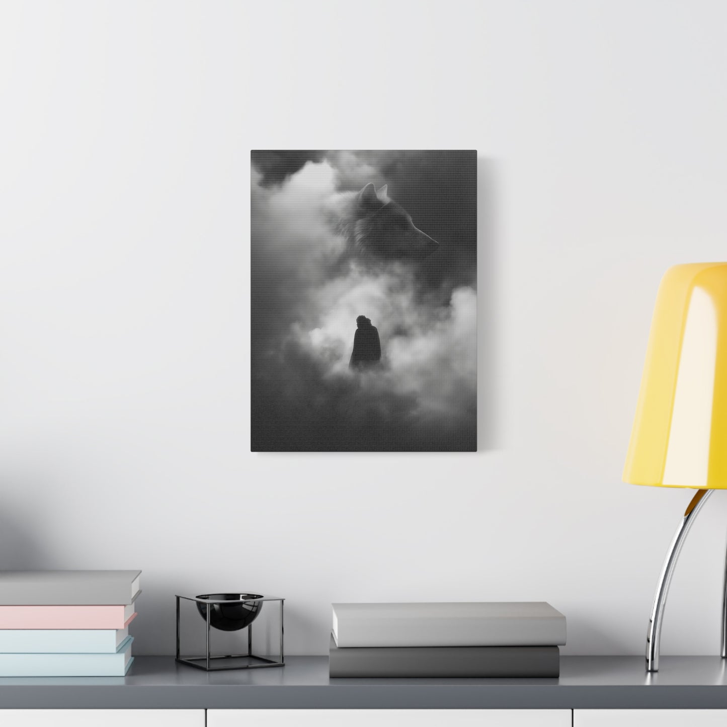 Black and White Wolf Canvas Art Print, Animal Wall Decor, Nature-Inspired Home Decor, Wilderness Art, Unique Gift Idea, Modern Aesthetic