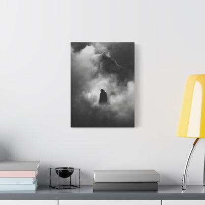 Black and White Wolf Canvas Art Print, Animal Wall Decor, Nature-Inspired Home Decor, Wilderness Art, Unique Gift Idea, Modern Aesthetic