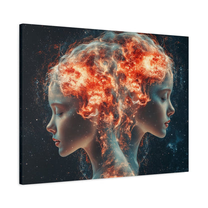 Celestial Portrait Canvas Art, Cosmic Wall Decor, Mystical Home Aesthetic, Gift for Art Lovers, Unique Space-Inspired Artwork