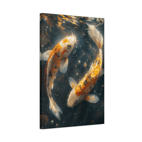 Serene Koi Canvas Print, Aquatic Art, Home Decor, Meditation Gift, Nature Wall Art, Zen Decor, Fish Artwork