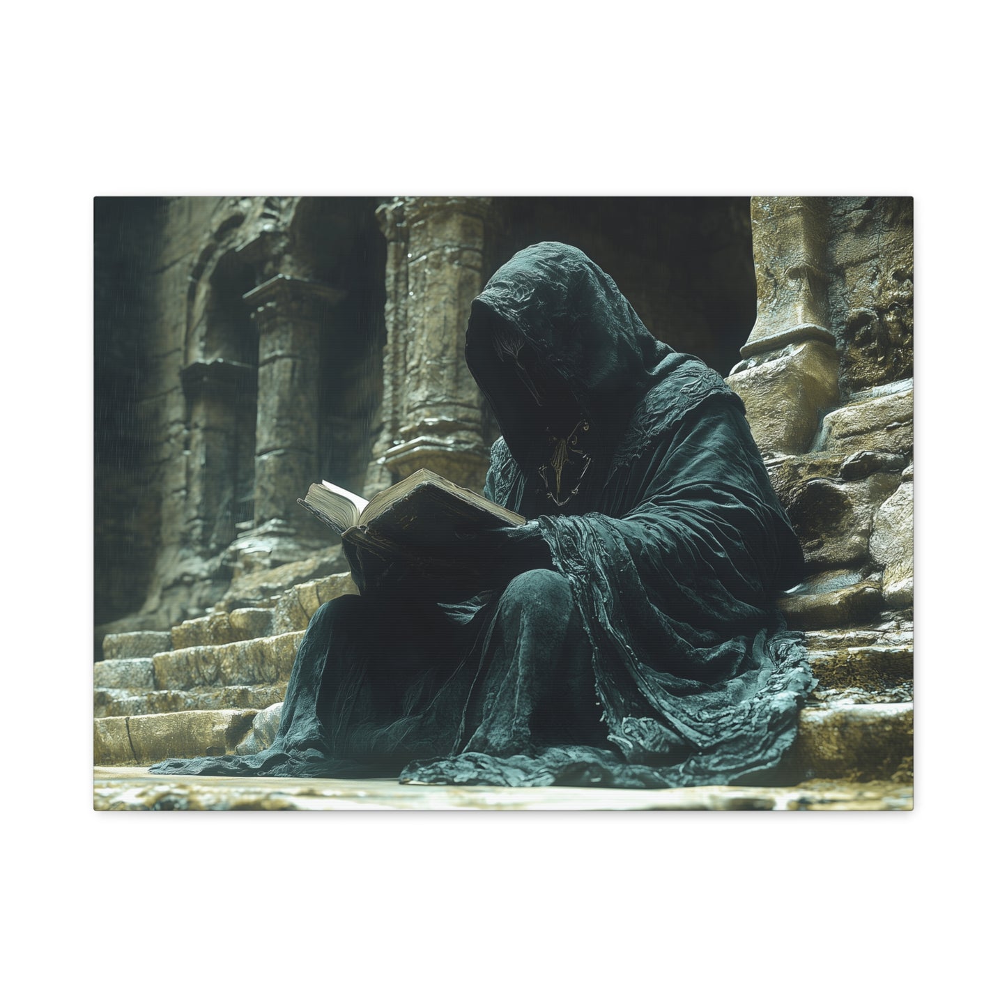 Mystical Monk Stretched Canvas Art, Dark Fantasy Wall Decor, Esoteric Home Decor, Unique Gifts for Art Lovers, Spiritual Artwork