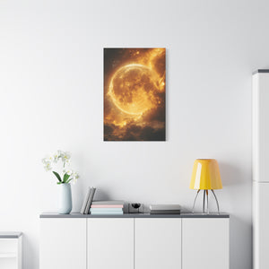Golden Moon Canvas Wall Art, Celestial Décor for Dreamy Spaces, Perfect for Home, Gift Ideas, Wall Decorations, Astrophotography