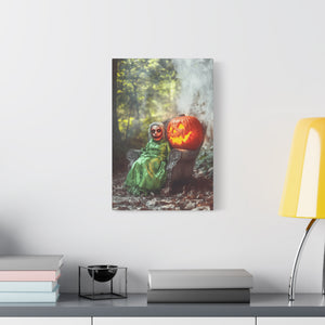 Spooky Halloween Canvas Art, Halloween Decor, Wall Art, Frightening Artwork, Fall Decorations, Pumpkin Queen