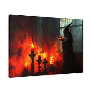 Spooky Halloween Canvas Print, Witch Decor, Haunted House Art, Creepy Wall Art, Fall Home Decor