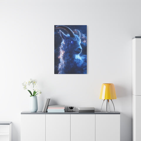 Cosmic Goat Canvas Art, Galactic Animal Decor, Wall Hanging for Home or Office, Unique Gift for Animal Lovers, Space Theme Art