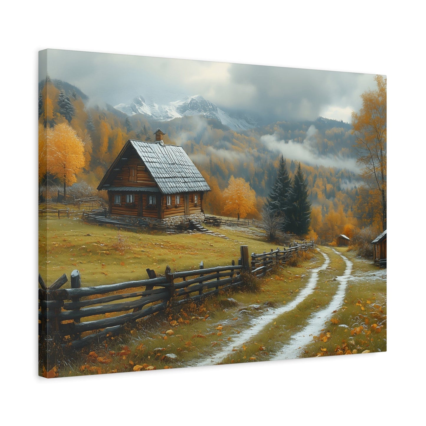 Autumn Landscape Canvas Art, Nature Wall Decor, Cozy Home Aesthetic, Seasonal Artwork, Gift for Nature Lovers