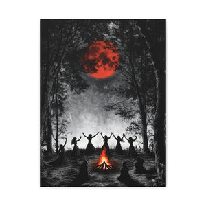 Mystical Campfire Canvas Print, Art Decor for Witchcraft, Halloween Nights, Boho Style, Unique Home Decoration, Gift for Spiritual Seekers
