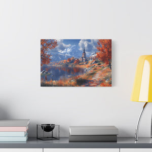 Autumn Landscape Canvas Art, Fall Wall Decor, Nature Artwork, Home Decoration, Seasonal Gift, Scenic Painting