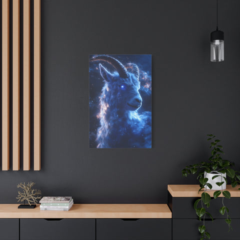 Cosmic Goat Canvas Art, Galactic Animal Decor, Wall Hanging for Home or Office, Unique Gift for Animal Lovers, Space Theme Art