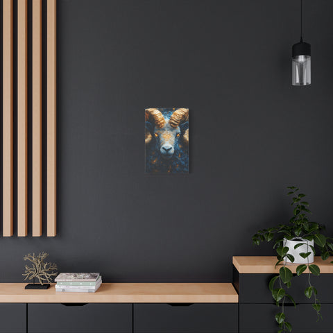 Stretched Canvas Wall Art Featuring Mystical Ram Design, Perfect for Home Decor, Art Lovers, Nature Enthusiasts, Gift Idea