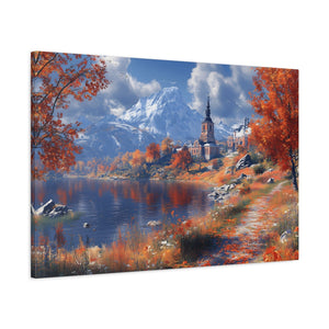 Autumn Landscape Canvas Art, Fall Wall Decor, Nature Artwork, Home Decoration, Seasonal Gift, Scenic Painting