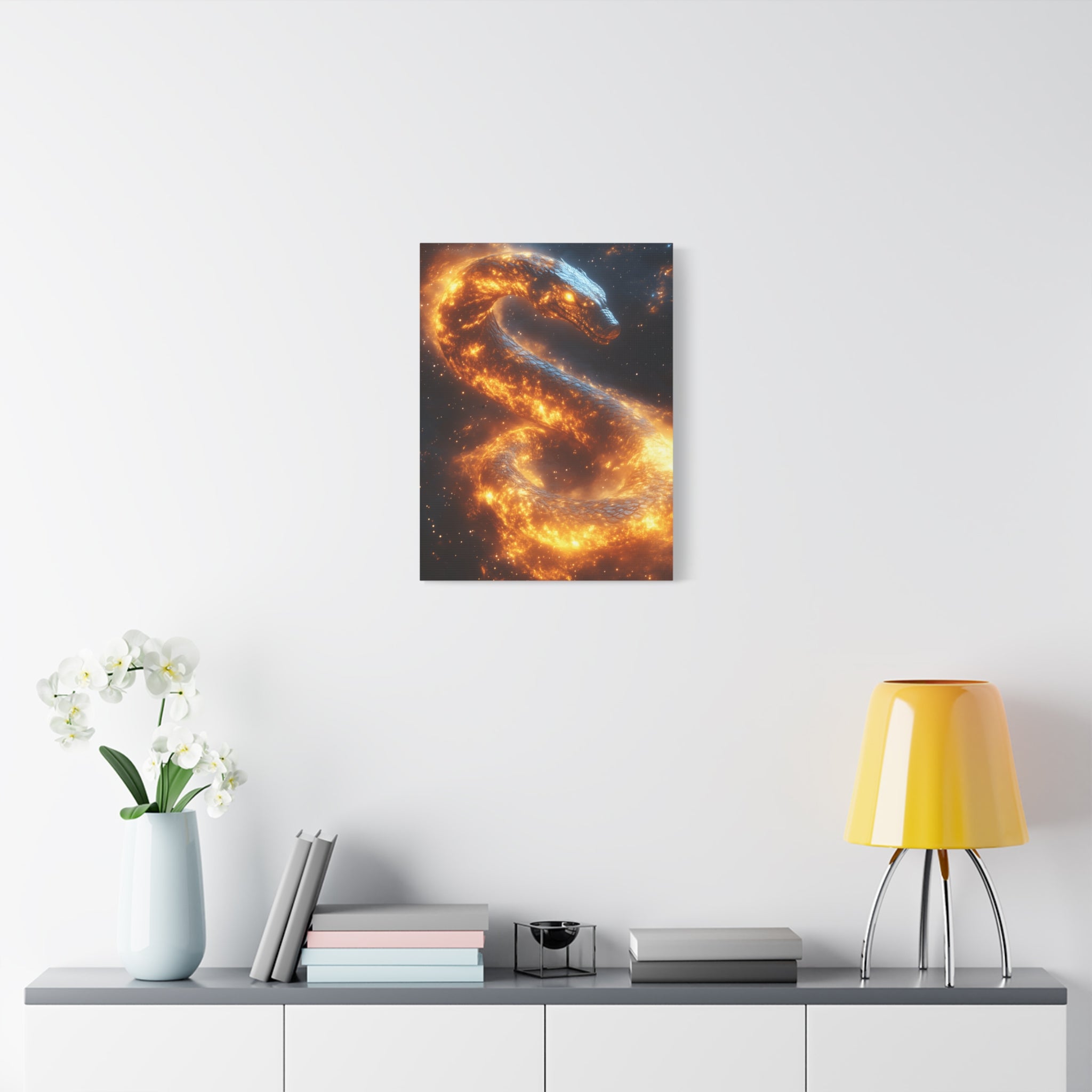Canvas Wall Art: Fiery Serpent Design, Home Decor, Unique Gift, Fantasy Art, Living Room Wall Decor, Dragon Artwork