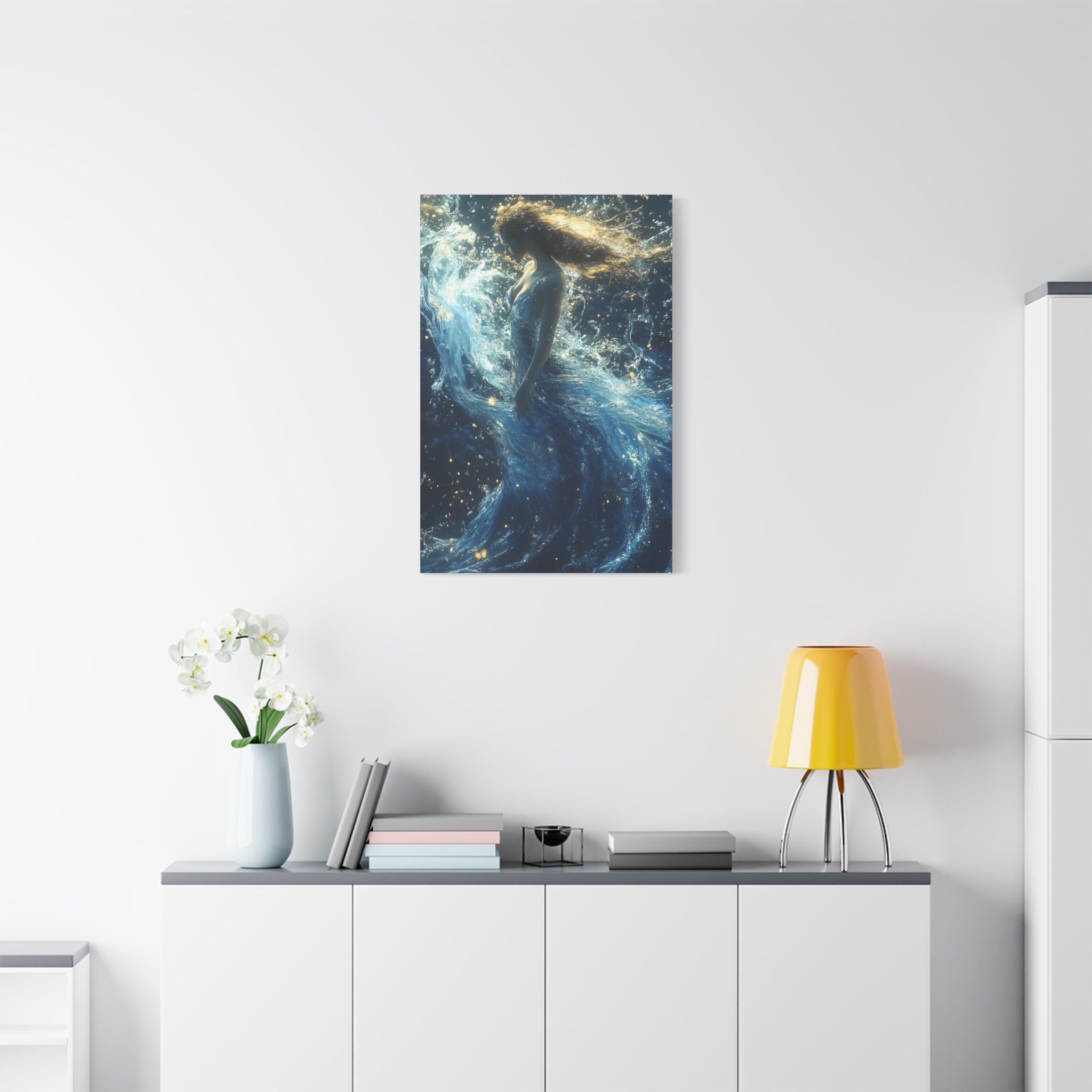 Canvas Wall Art - Mystical Water Goddess, Ethereal Decor for Home, Unique Gift for Art Lovers, Nautical Theme, Ocean Inspired