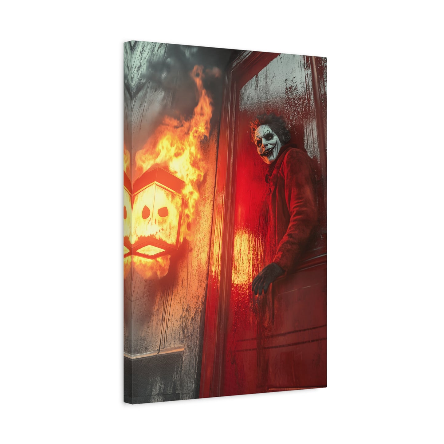 Halloween Horror Art Print, Spooky Home Decor, Creepy Wall Art, Unique Gift for Haunted House Lovers, Matte Canvas Artwork