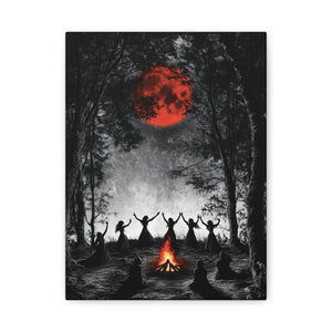 Mystical Campfire Canvas Print, Art Decor for Witchcraft, Halloween Nights, Boho Style, Unique Home Decoration, Gift for Spiritual Seekers