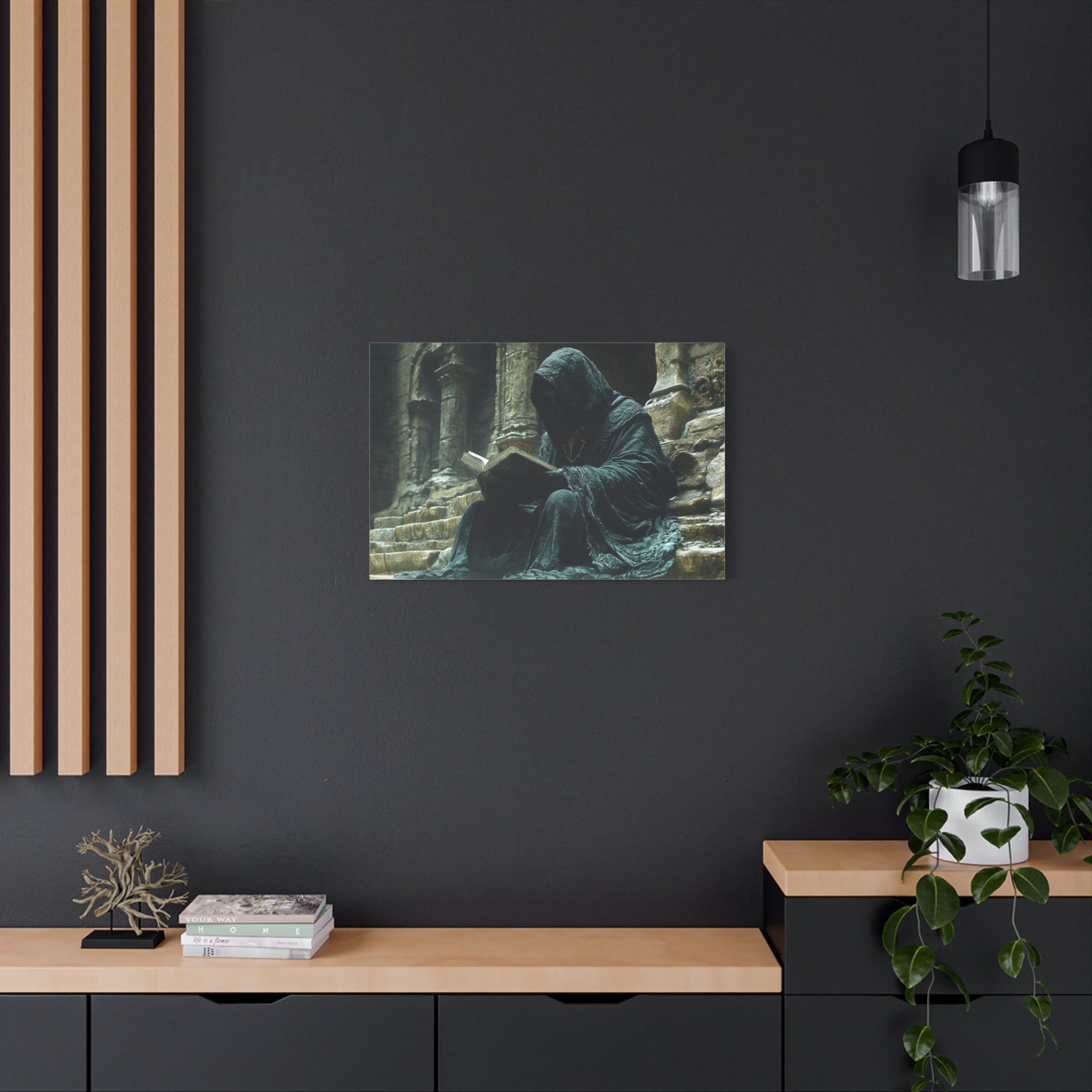 Mystical Monk Stretched Canvas Art, Dark Fantasy Wall Decor, Esoteric Home Decor, Unique Gifts for Art Lovers, Spiritual Artwork