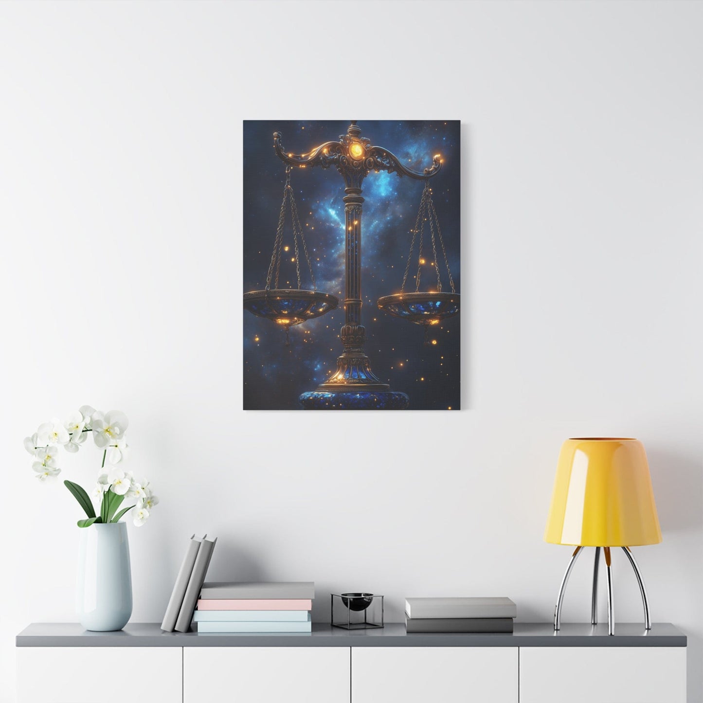 Cosmic Balance Canvas Art Print | Astrology Decor, Starry Wall Art, Home Decoration, Gift for Zodiac Lovers, Scales Artwork