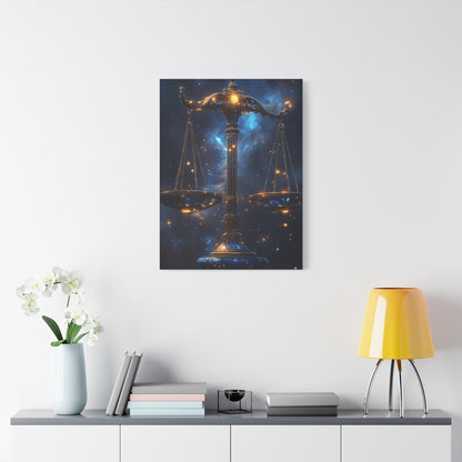 Cosmic Balance Canvas Art Print | Astrology Decor, Starry Wall Art, Home Decoration, Gift for Zodiac Lovers, Scales Artwork