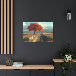Vibrant Landscape Canvas Art, Nature Wall Decor, Red Tree Print, Home Decor, Gift for Nature Lovers