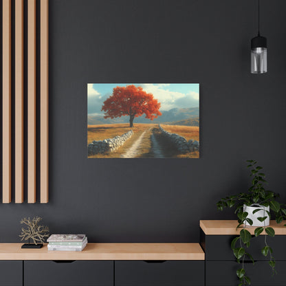 Vibrant Landscape Canvas Art, Nature Wall Decor, Red Tree Print, Home Decor, Gift for Nature Lovers