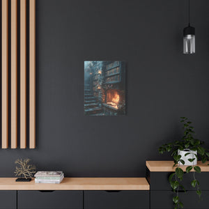 Cozy Fantasy Art Canvas, Enchanting Library Décor, Wall Art for Book Lovers, Mystical Home Aesthetic