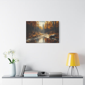 Autumn Landscape Canvas Wall Art, Cozy Fall Decor, Nature Print for Home, Rustic Living Room Artwork, Gift for Nature Lovers