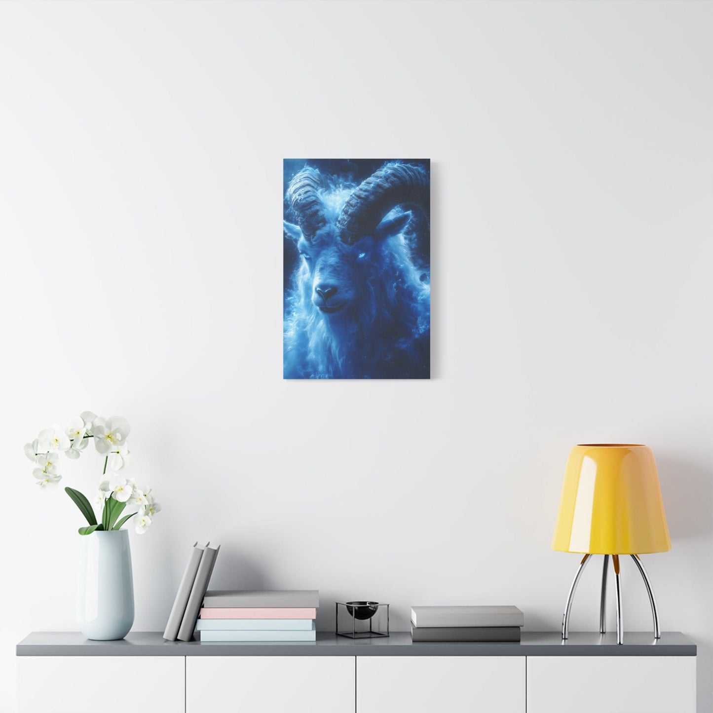 Majestic Blue Ram Canvas Print, Animal Wall Art, Home Decor, Gift for Nature Lovers, Unique Art Piece