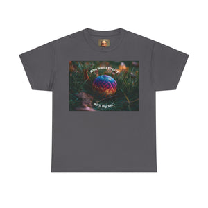 Playful Unisex Heavy Cotton Tee featuring humorous hacky sack graphic, perfect for casual wear.