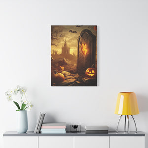 Halloween Canvas Art Print, Spooky Decor for Fall, Haunted House Wall Art, Perfect for Halloween, Autumn Decorations