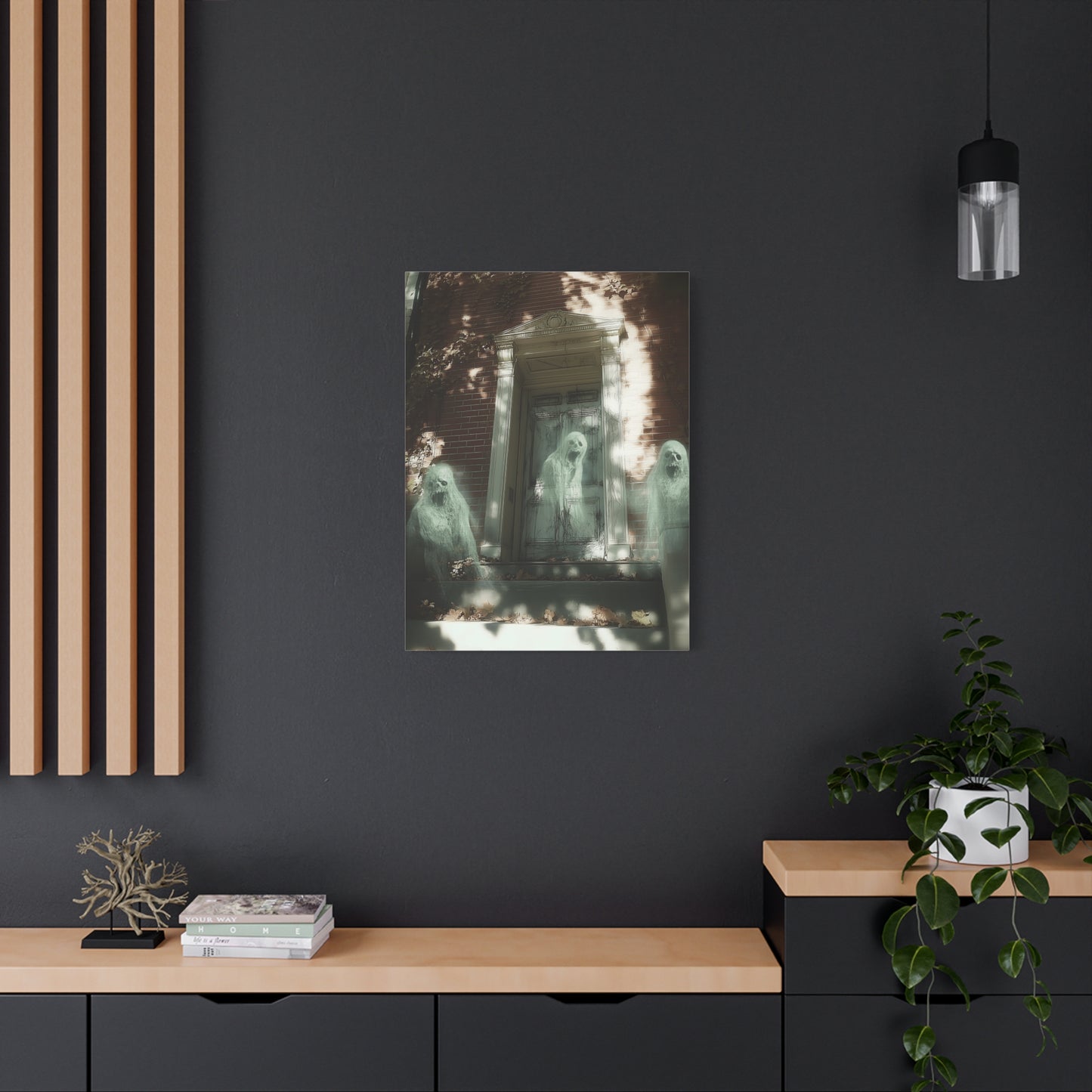 Ghostly Wall Art, Spooky Decor for Halloween, Haunted House Artwork, Paranormal Canvas, Unique Home Decoration