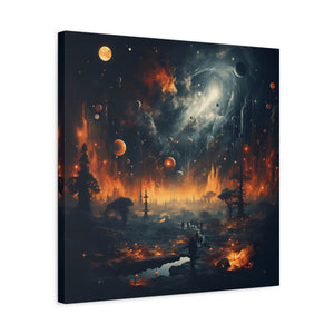 Cosmic Landscape Canvas Wall Art, Galaxy Decor, Space-Themed Home Decor, Starry Night Artwork