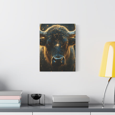 Cosmic Bull Canvas Art, Wall Décor, Home Office Artwork, Unique Gift, Rustic Vibe, Animal Lover Decor