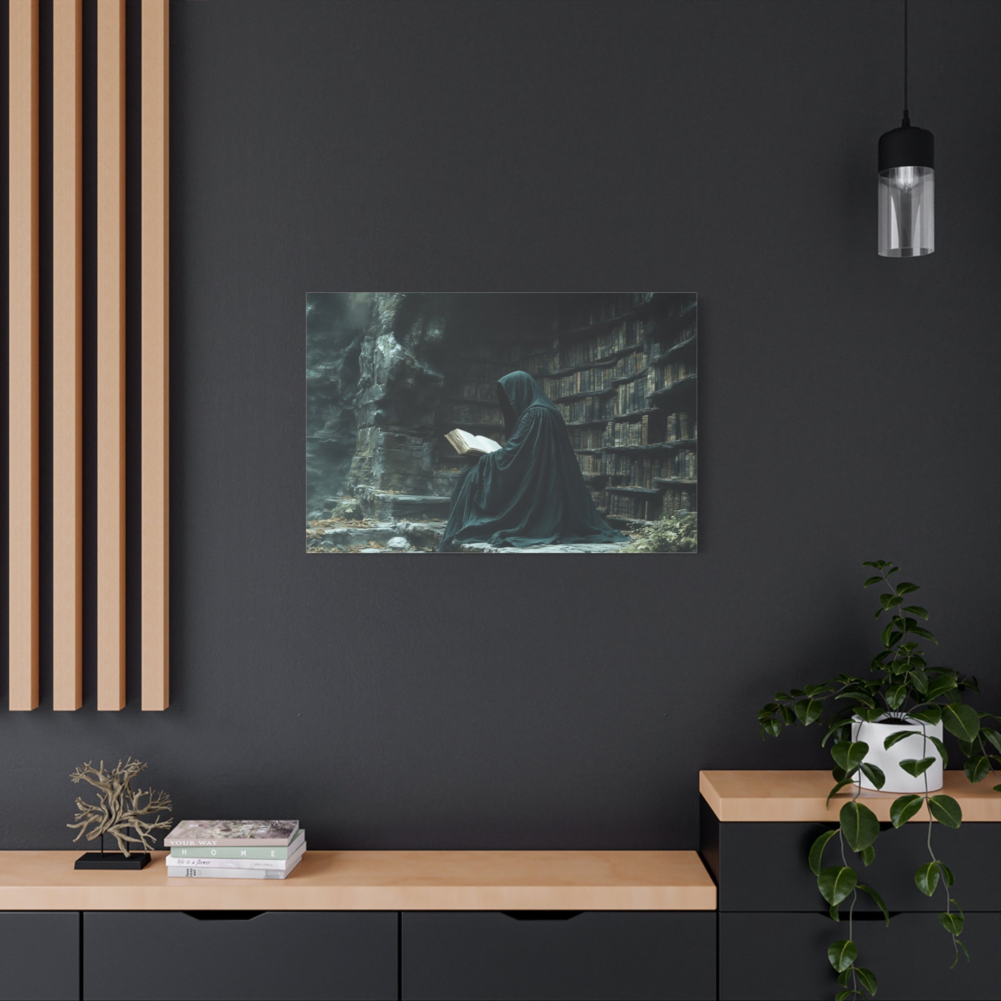 Mystical Reading Wall Art, Canvas Print for Book Lovers, Cozy Home Decor, Fantasy Artwork, Perfect Gift for Readers