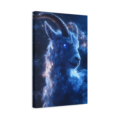 Cosmic Goat Canvas Art, Galactic Animal Decor, Wall Hanging for Home or Office, Unique Gift for Animal Lovers, Space Theme Art