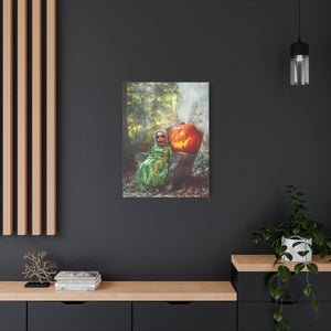 Spooky Halloween Canvas Art, Halloween Decor, Wall Art, Frightening Artwork, Fall Decorations, Pumpkin Queen