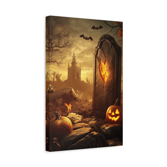 Halloween Canvas Art Print, Spooky Decor for Fall, Haunted House Wall Art, Perfect for Halloween, Autumn Decorations