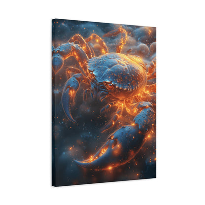 Glowing Crab Art Canvas, Ocean Decor, Coastal Wall Art, Nautical Gift, Unique Home Decoration, Crab Lover's Wall Art