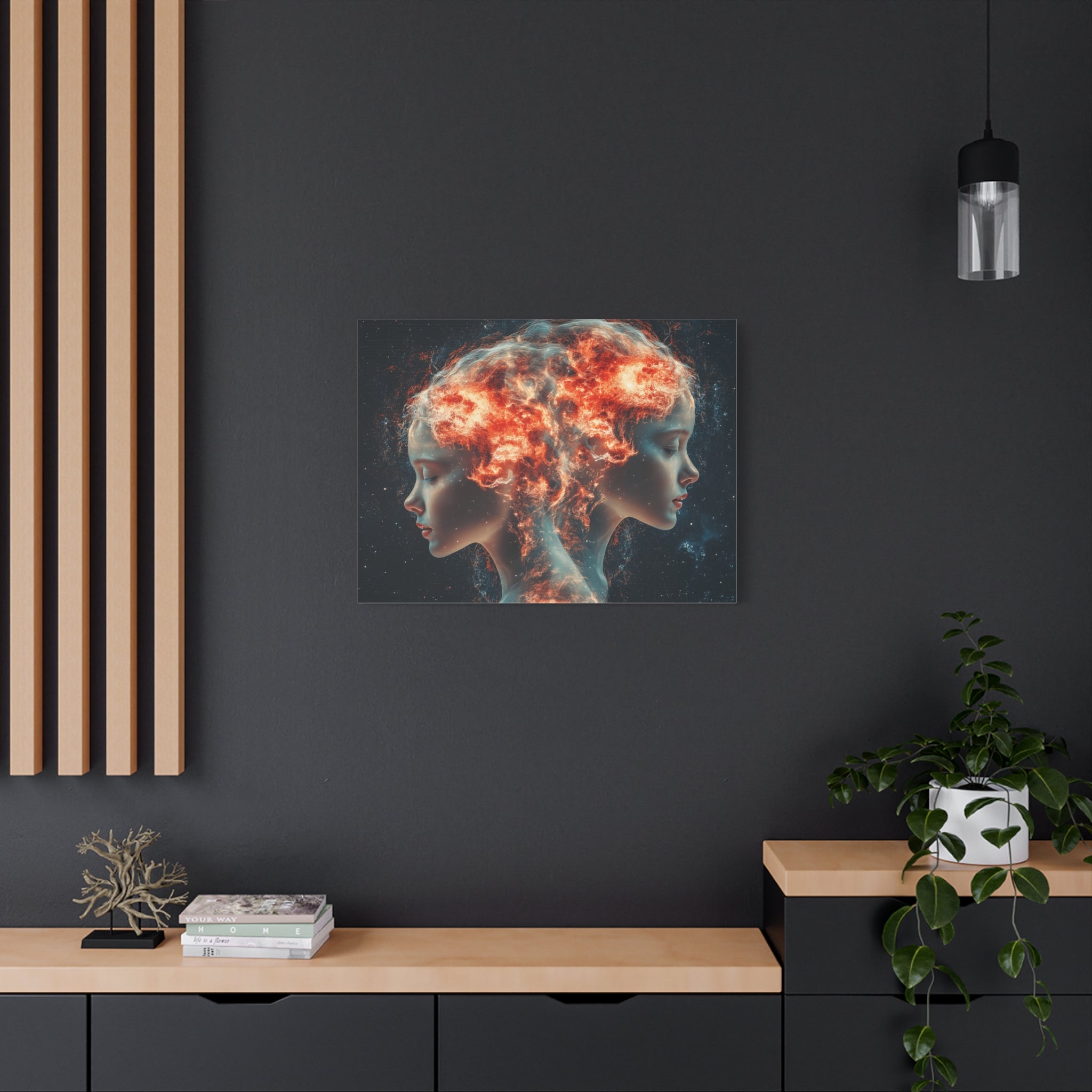 Celestial Portrait Canvas Art, Cosmic Wall Decor, Mystical Home Aesthetic, Gift for Art Lovers, Unique Space-Inspired Artwork