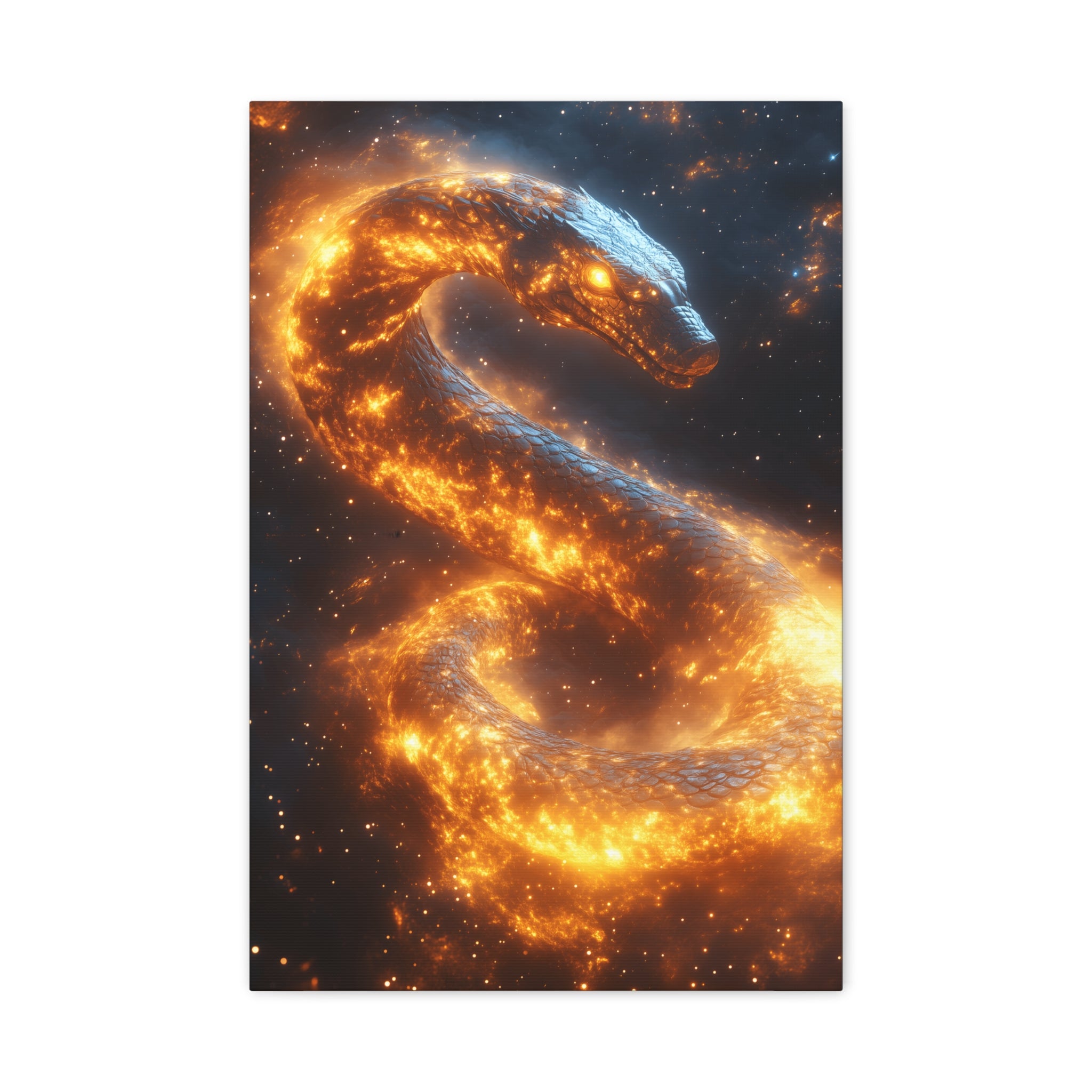 Canvas Wall Art: Fiery Serpent Design, Home Decor, Unique Gift, Fantasy Art, Living Room Wall Decor, Dragon Artwork